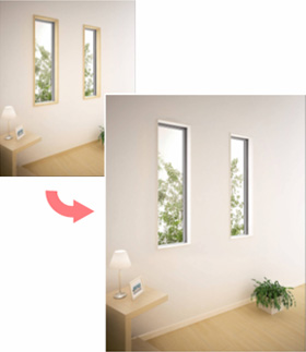 従来のDS 窓枠の施工例と木造用DS窓枠セット「スマート10」の施工例